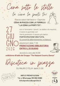 Cena sotto le stelle e discoteca